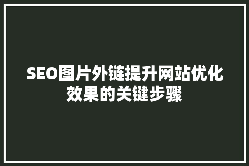 SEO图片外链提升网站优化效果的关键步骤