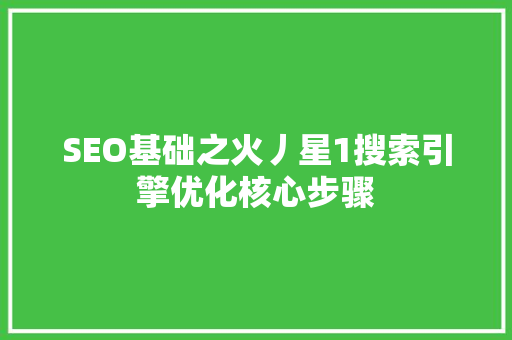 SEO基础之火丿星1搜索引擎优化核心步骤  第1张