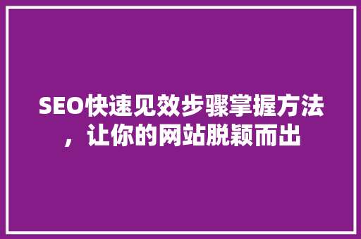 SEO快速见效步骤掌握方法，让你的网站脱颖而出