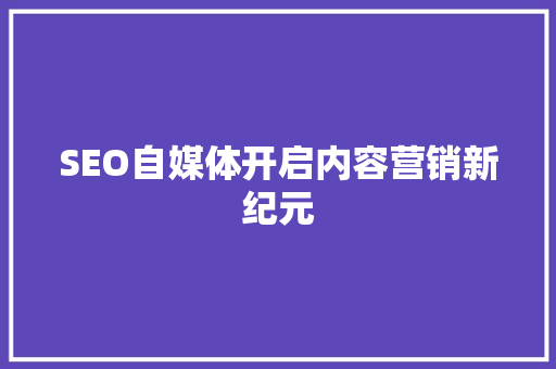 SEO自媒体开启内容营销新纪元