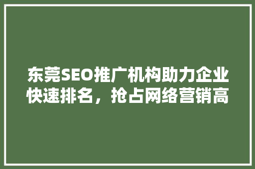 东莞SEO推广机构助力企业快速排名，抢占网络营销高地
