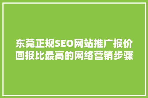 东莞正规SEO网站推广报价回报比最高的网络营销步骤