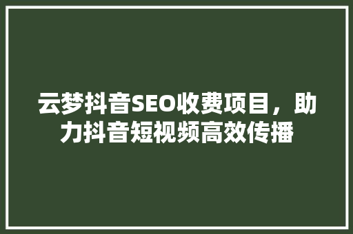云梦抖音SEO收费项目，助力抖音短视频高效传播  第1张