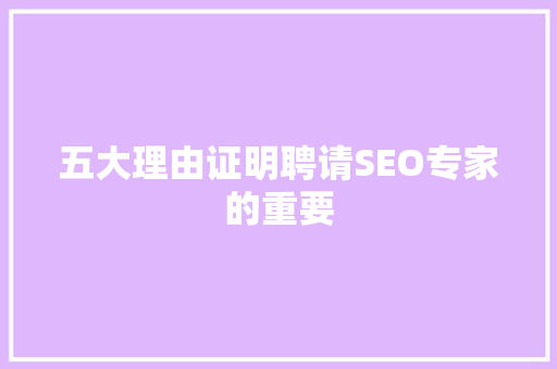 五大理由证明聘请SEO专家的重要  第1张