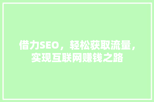 借力SEO，轻松获取流量，实现互联网赚钱之路