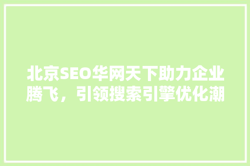 北京SEO华网天下助力企业腾飞，引领搜索引擎优化潮流