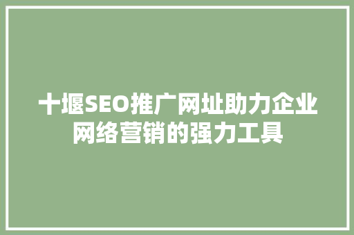 十堰SEO推广网址助力企业网络营销的强力工具