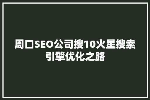 周口SEO公司搜10火星搜索引擎优化之路