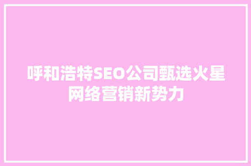 呼和浩特SEO公司甄选火星网络营销新势力