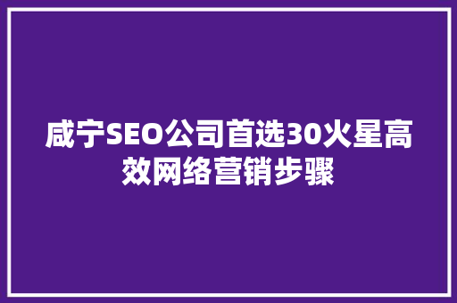 咸宁SEO公司首选30火星高效网络营销步骤