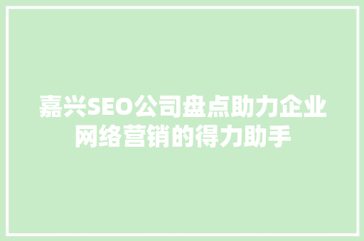 嘉兴SEO公司盘点助力企业网络营销的得力助手