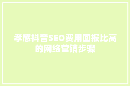 孝感抖音SEO费用回报比高的网络营销步骤  第1张
