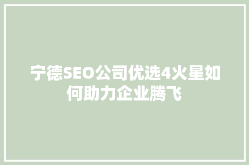 宁德SEO公司优选4火星如何助力企业腾飞