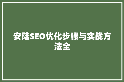 安陆SEO优化步骤与实战方法全
