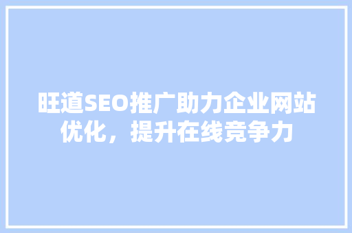 旺道SEO推广助力企业网站优化，提升在线竞争力