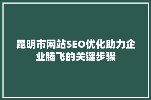 昆明市网站SEO优化助力企业腾飞的关键步骤