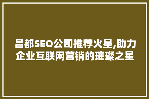昌都SEO公司推荐火星,助力企业互联网营销的璀璨之星