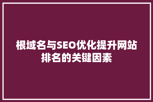 根域名与SEO优化提升网站排名的关键因素
