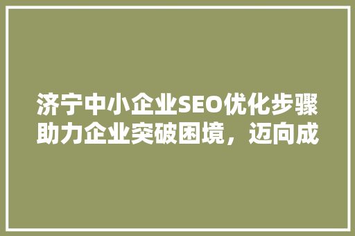 济宁中小企业SEO优化步骤助力企业突破困境，迈向成功