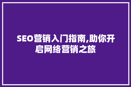 SEO营销入门指南,助你开启网络营销之旅