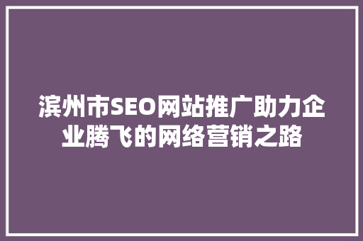 滨州市SEO网站推广助力企业腾飞的网络营销之路