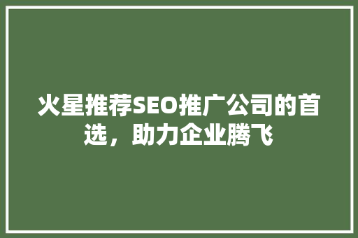 火星推荐SEO推广公司的首选，助力企业腾飞