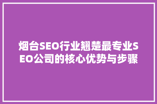 烟台SEO行业翘楚最专业SEO公司的核心优势与步骤