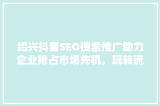 绍兴抖音SEO搜索推广助力企业抢占市场先机，玩转流量红利