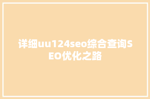 详细uu124seo综合查询SEO优化之路