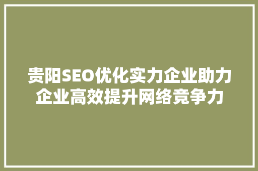 贵阳SEO优化实力企业助力企业高效提升网络竞争力