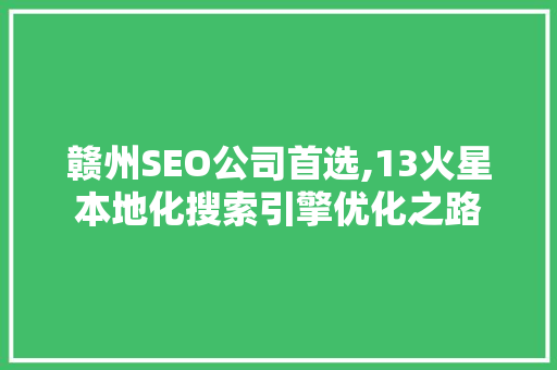 赣州SEO公司首选,13火星本地化搜索引擎优化之路