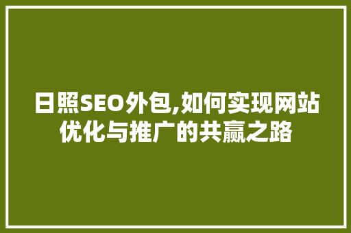 日照SEO外包,如何实现网站优化与推广的共赢之路