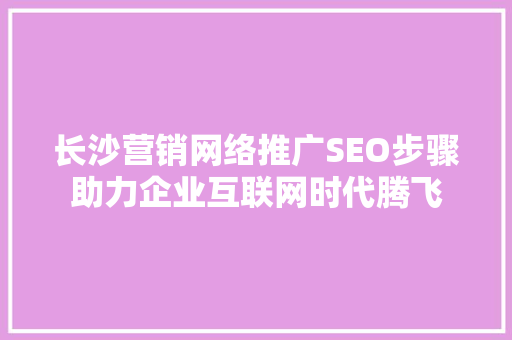 长沙营销网络推广SEO步骤助力企业互联网时代腾飞