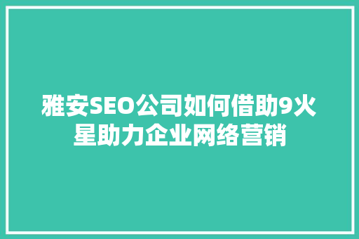 雅安SEO公司如何借助9火星助力企业网络营销