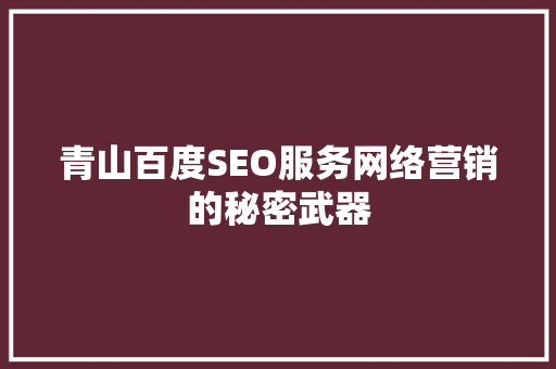 青山百度SEO服务网络营销的秘密武器