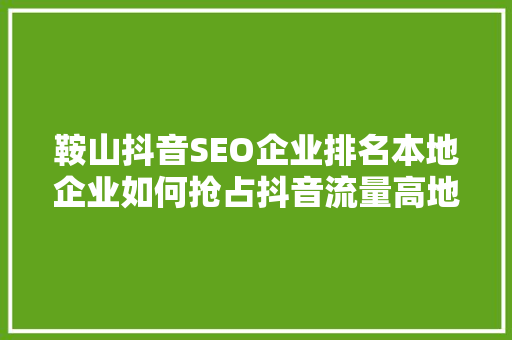 鞍山抖音SEO企业排名本地企业如何抢占抖音流量高地