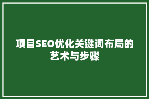 项目SEO优化关键词布局的艺术与步骤
