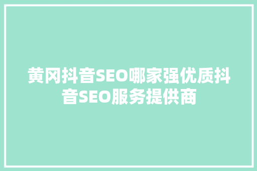 黄冈抖音SEO哪家强优质抖音SEO服务提供商  第1张