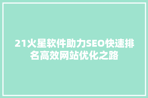 21火星软件助力SEO快速排名高效网站优化之路