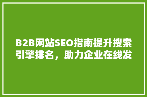 B2B网站SEO指南提升搜索引擎排名，助力企业在线发展