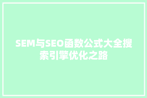 SEM与SEO函数公式大全搜索引擎优化之路  第1张