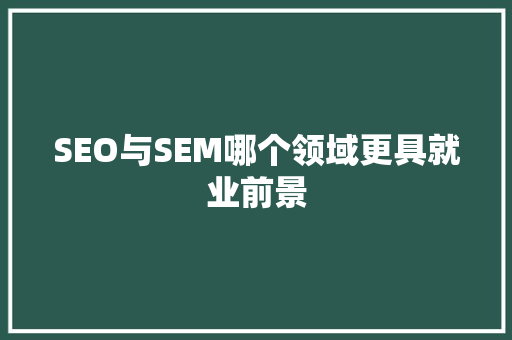 SEO与SEM哪个领域更具就业前景
