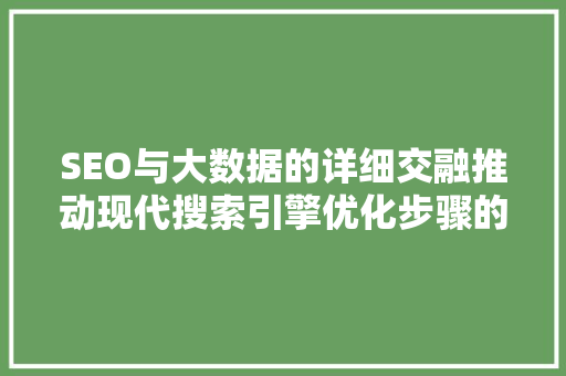 SEO与大数据的详细交融推动现代搜索引擎优化步骤的创新