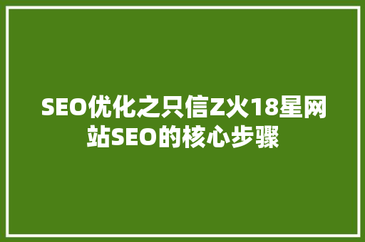 SEO优化之只信Z火18星网站SEO的核心步骤