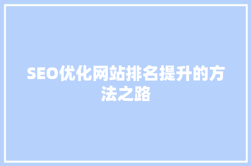 SEO优化网站排名提升的方法之路