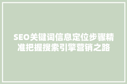 SEO关键词信息定位步骤精准把握搜索引擎营销之路