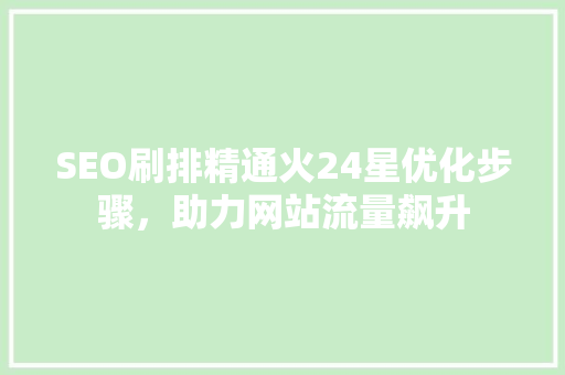SEO刷排精通火24星优化步骤，助力网站流量飙升