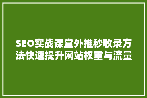 SEO实战课堂外推秒收录方法快速提升网站权重与流量