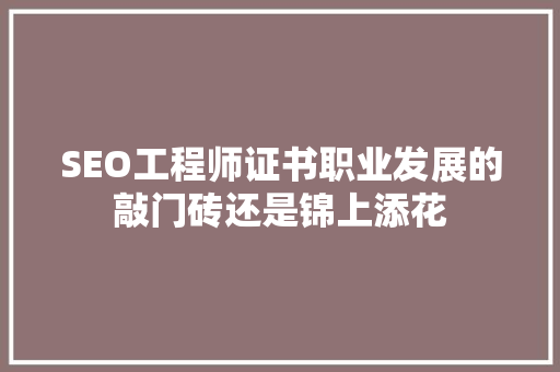 SEO工程师证书职业发展的敲门砖还是锦上添花
