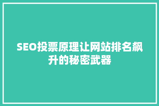 SEO投票原理让网站排名飙升的秘密武器